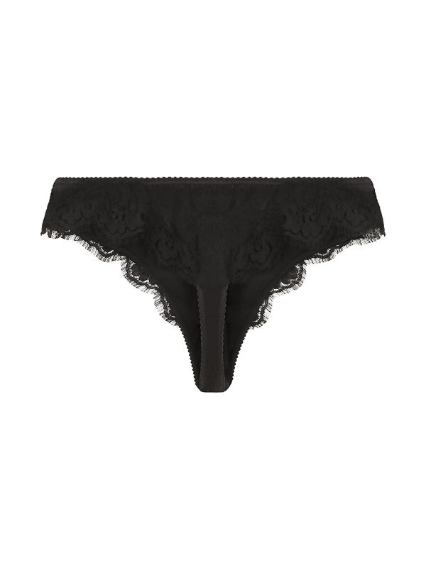 Browns Dolce & Gabbana Black Floral Lace Thong | Browns Panties