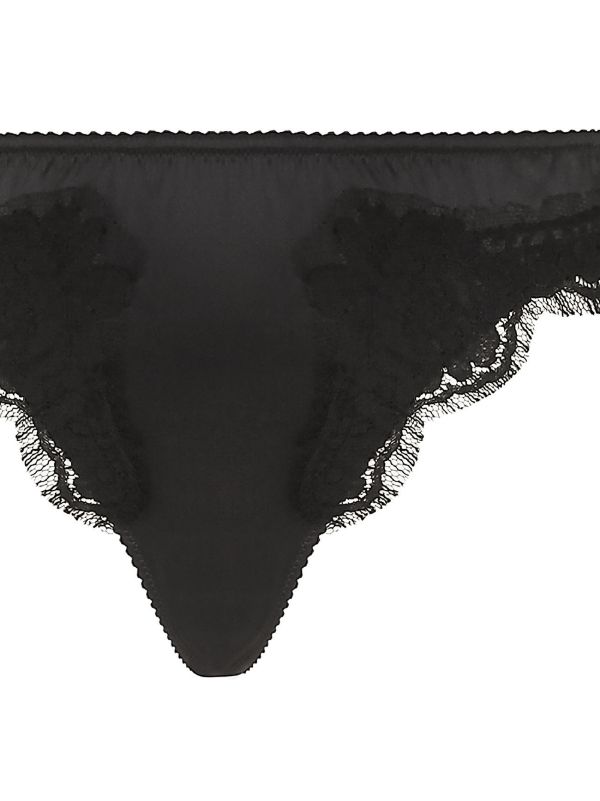Browns Dolce & Gabbana Black Floral Lace Thong | Browns Panties