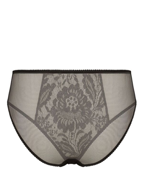 Browns Dolce & Gabbana Black Floral-Lace Wool Briefs | Browns Panties