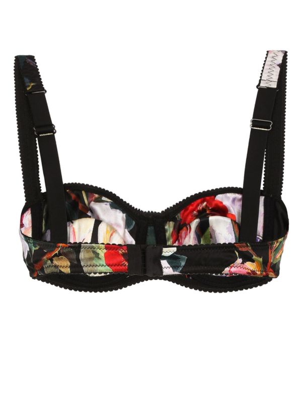 Browns Dolce & Gabbana Black Floral Print Balconette Bra | Browns Bras