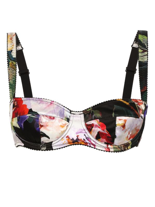 browns Dolce & Gabbana Black Floral Print Balconette Bra | Browns Bras
