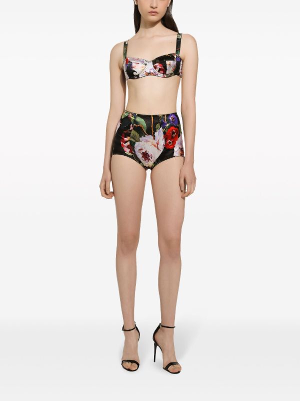 Browns Dolce & Gabbana Black Floral Print High-Waisted Briefs | Browns Panties