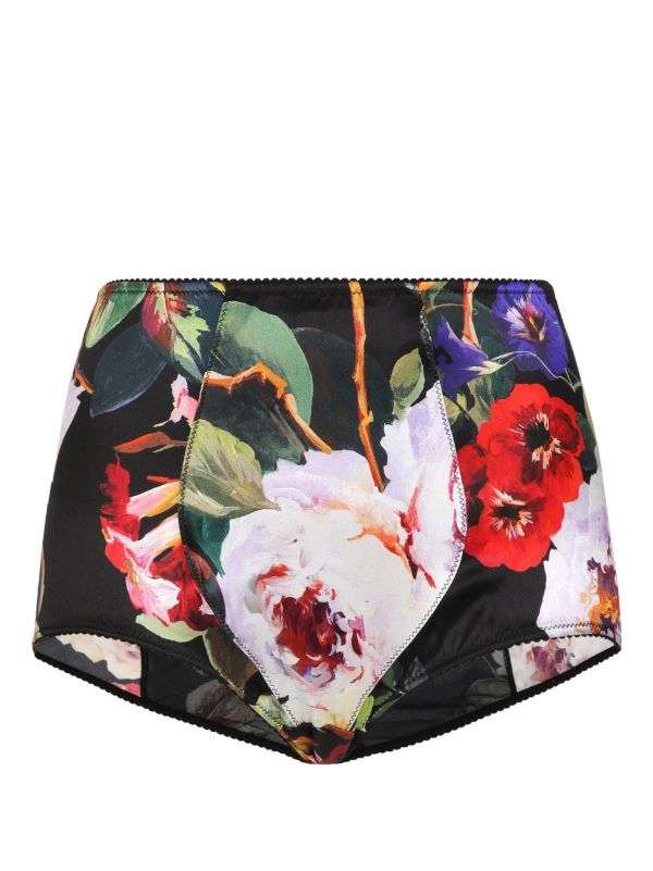 browns Dolce & Gabbana Black Floral Print High-Waisted Briefs | Browns Panties