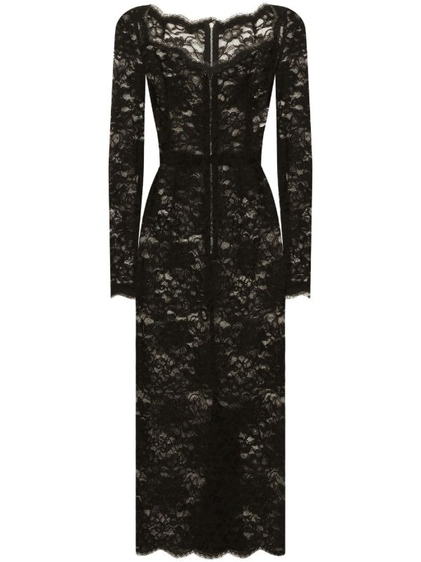 browns Dolce & Gabbana Black Lace Midi Dress | Browns Evening Dresses