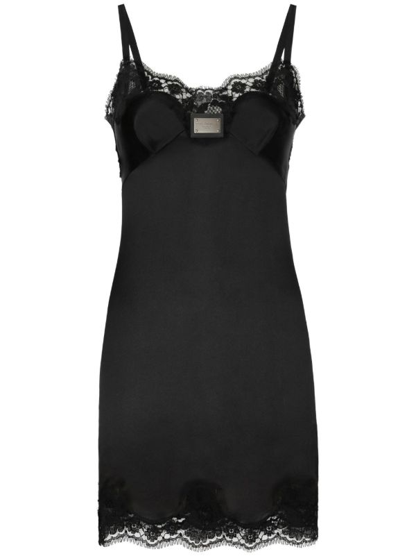 browns Dolce & Gabbana Black Lace-Trim Mini Dress | Browns Day Dresses