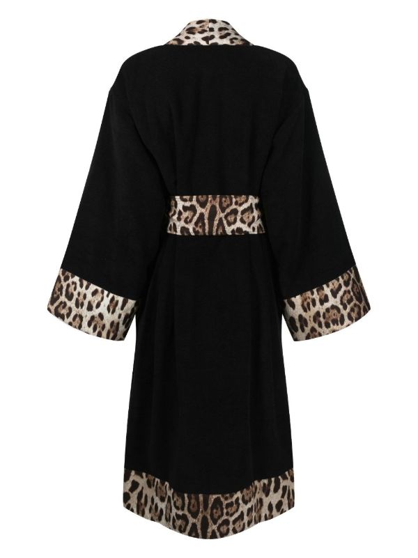 Browns Dolce & Gabbana Black Leopard-print Cotton Robe | Browns Dressing Gowns & Robes