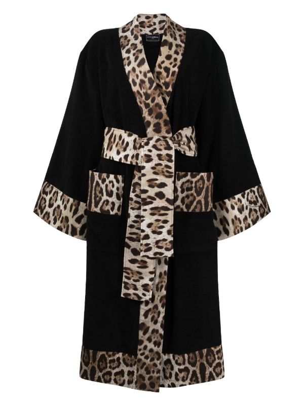 browns Dolce & Gabbana black leopard-print cotton robe | Browns Dressing Gowns & Robes
