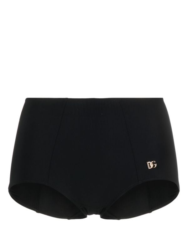 browns Dolce & Gabbana Black Logo Plaque Bikini Bottoms | Browns Bikinis