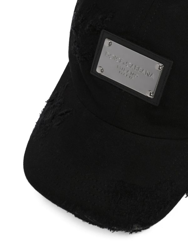 Browns Dolce & Gabbana Black Logo Plaque Distressed Baseball Cap | Browns Hats
