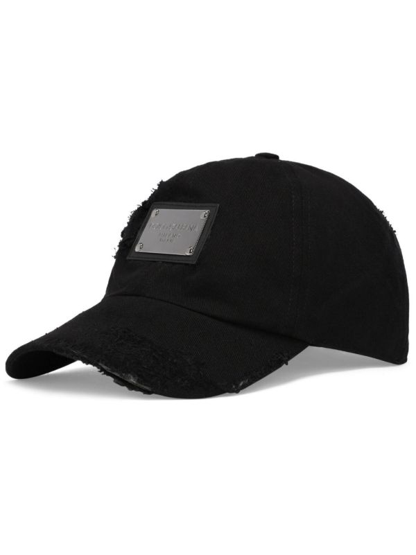 browns Dolce & Gabbana Black Logo Plaque Distressed Baseball Cap | Browns Hats