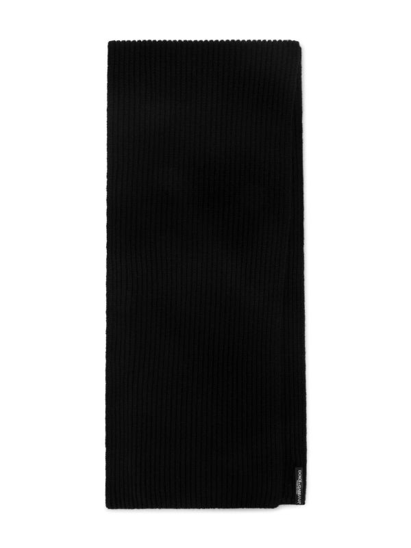 Browns Dolce & Gabbana Black Logo Plaque Knitted Scarf | Browns Scarves