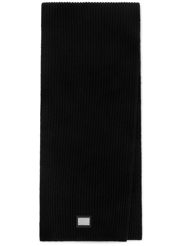 browns Dolce & Gabbana Black Logo Plaque Knitted Scarf | Browns Scarves