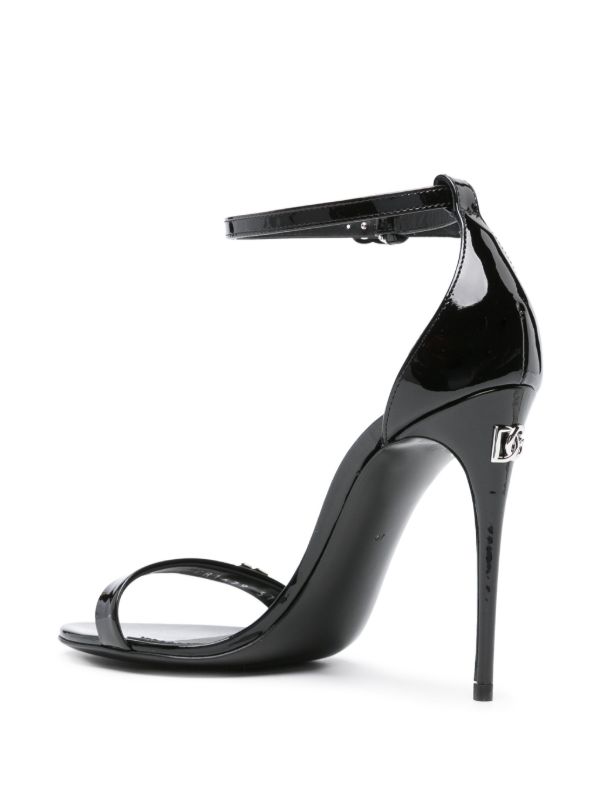 Browns Dolce & Gabbana Black Logo-Plaque Patent Leather Sandals | Browns Sandals