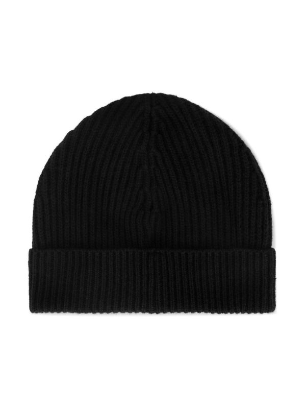 Browns Dolce & Gabbana Black Logo Plaque Ribbed Beanie | Browns Hats