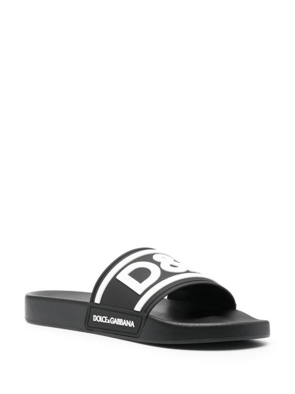 Browns Dolce & Gabbana Black Logo Rubber Slides | Browns Flip-Flops & Slides