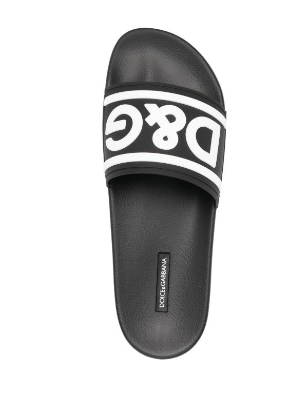 Browns Dolce & Gabbana Black Logo Rubber Slides | Browns Flip-Flops & Slides