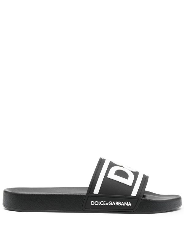 browns Dolce & Gabbana Black Logo Rubber Slides | Browns Flip-Flops & Slides