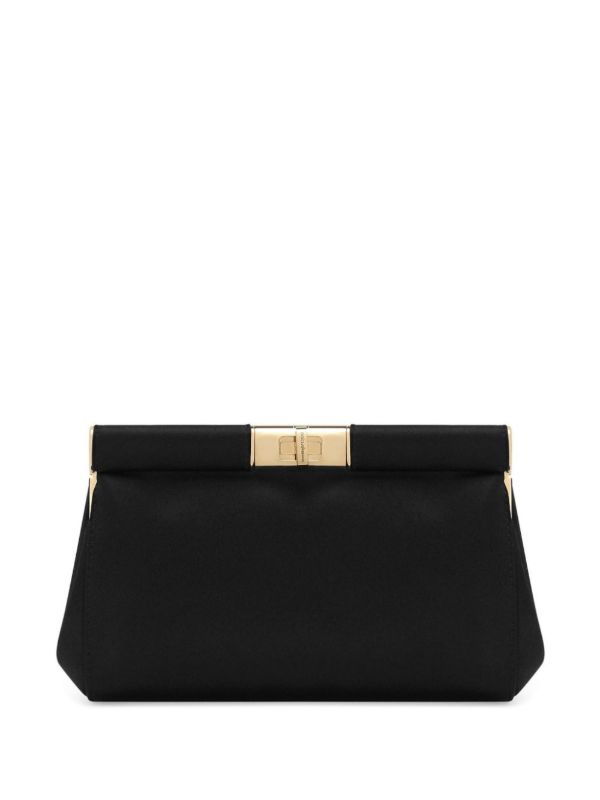 browns Dolce & Gabbana black Marlene small satin clutch bag | Browns Clutch Bags