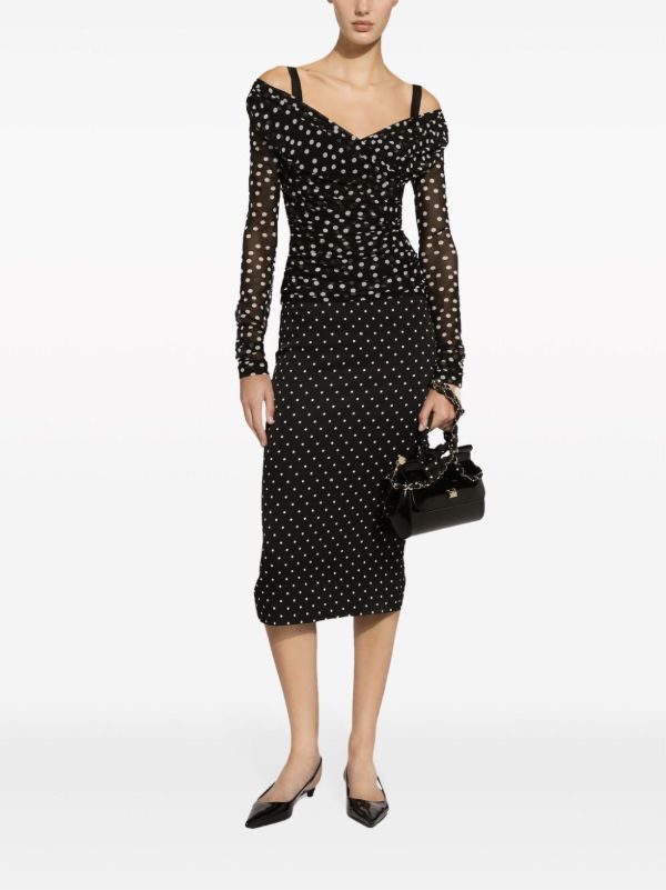 Browns Dolce & Gabbana Black Polka Dot Pencil Skirt | Browns Pencil Skirts