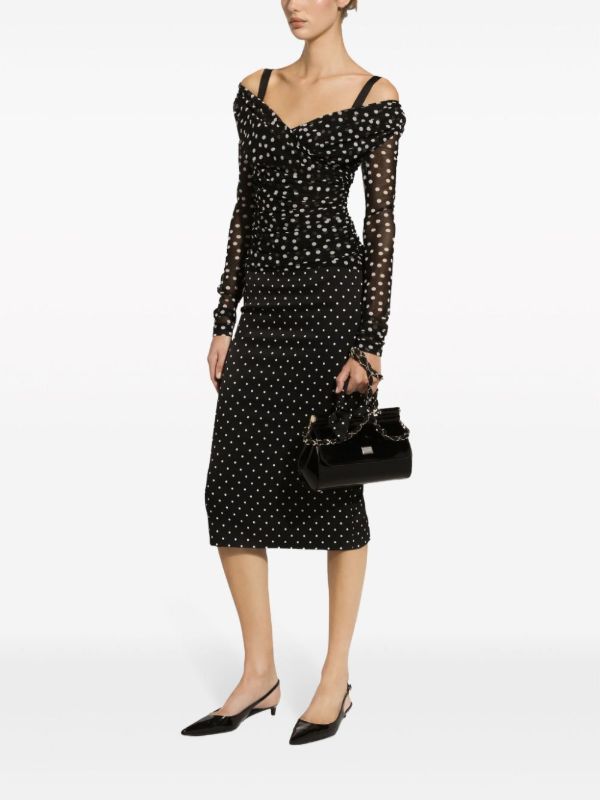 Browns Dolce & Gabbana Black Polka Dot Pencil Skirt | Browns Pencil Skirts