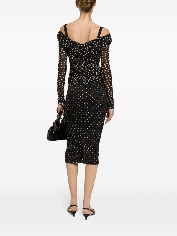 Browns Dolce & Gabbana Black Polka Dot Pencil Skirt | Browns Pencil Skirts