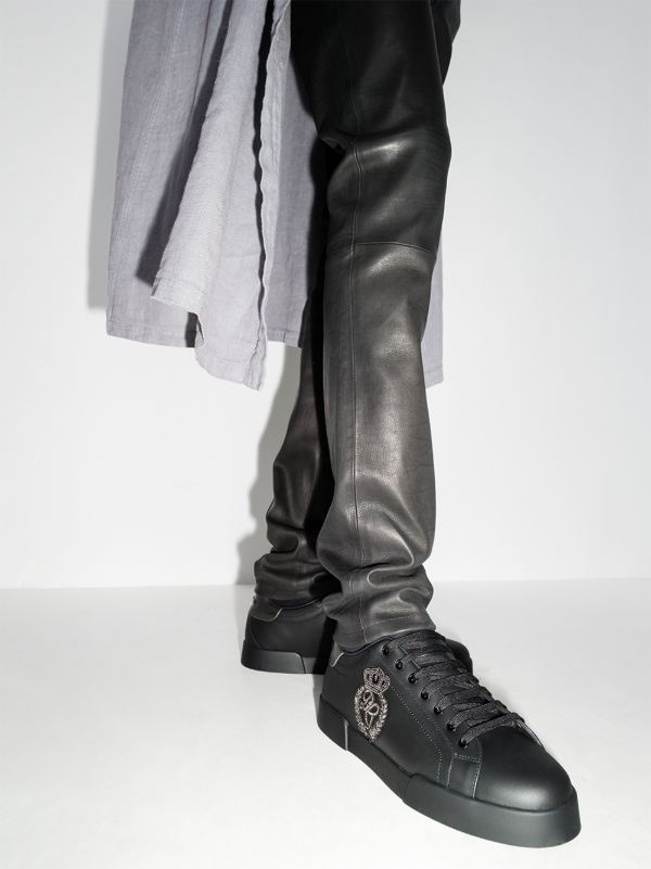 Browns Dolce & Gabbana Black Portofino Leather Sneakers | Browns Low-Tops