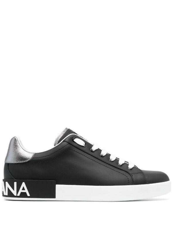 browns Dolce & Gabbana black Portofino leather sneakers | Browns Low-Tops