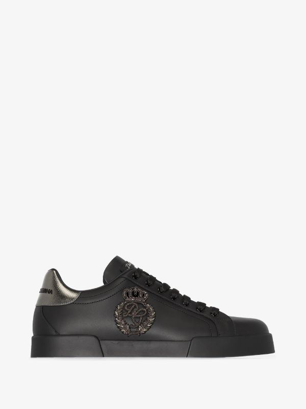 browns Dolce & Gabbana black Portofino leather sneakers | Browns Low-Tops