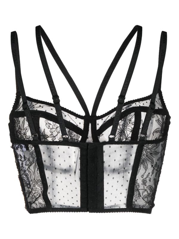 Browns Dolce & Gabbana Black Semi-Sheer Balconette Corset Bra | Browns Bras