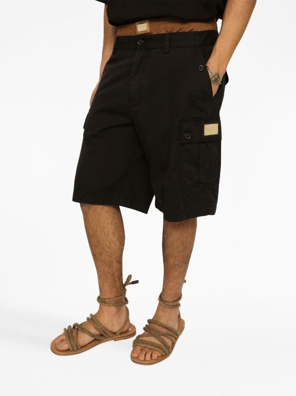 Browns Dolce & Gabbana Black Stretch Cotton Cargo Shorts | Browns Cargo Shorts