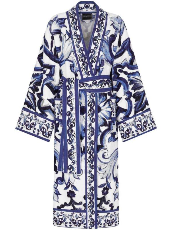 browns Dolce & Gabbana blue Majolica cotton robe | Browns Dressing Gowns & Robes