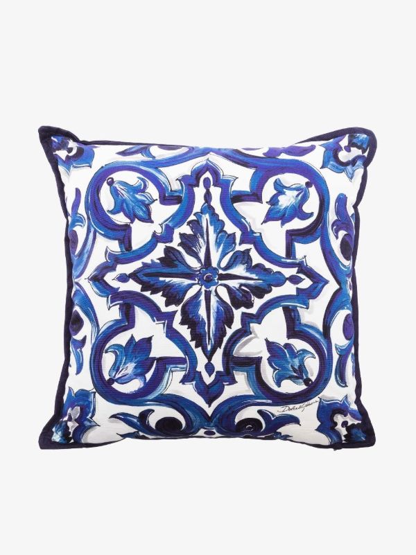 Browns Dolce & Gabbana Blue Majolica Print Cotton Cushion | Browns Cushions