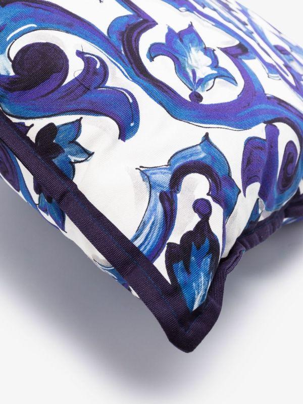 Browns Dolce & Gabbana Blue Majolica Print Cotton Cushion | Browns Cushions