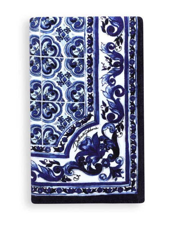 browns Dolce & Gabbana Blue Mediterraneo Print Cotton Beach Towel | Browns Towels
