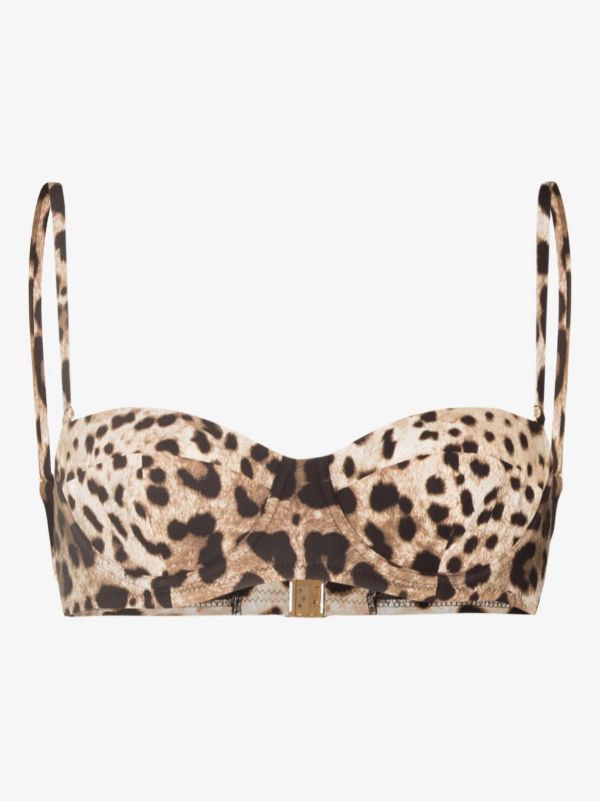 browns Dolce & Gabbana brown leopard print balconette bikini top | Browns Bikinis