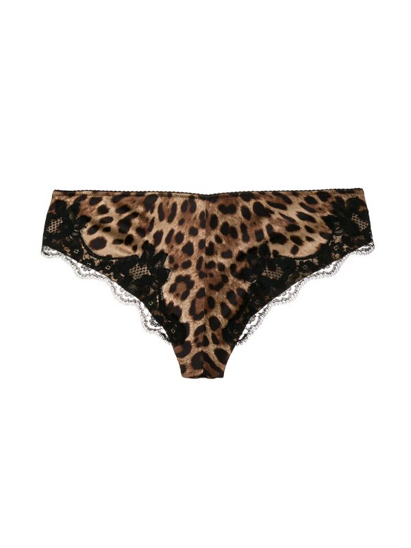 Browns Dolce & Gabbana Brown Leopard-Print Silk Briefs | Browns Panties
