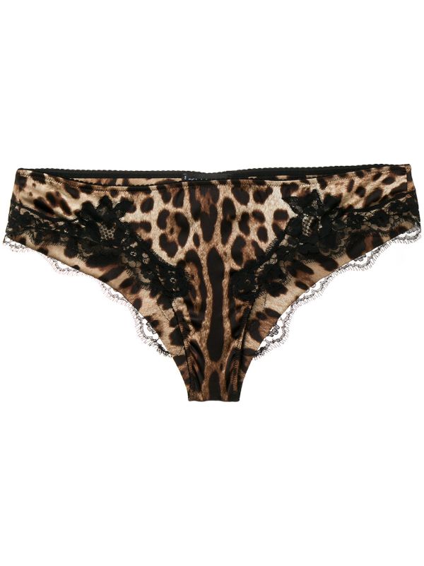 browns Dolce & Gabbana Brown Leopard-Print Silk Briefs | Browns Panties