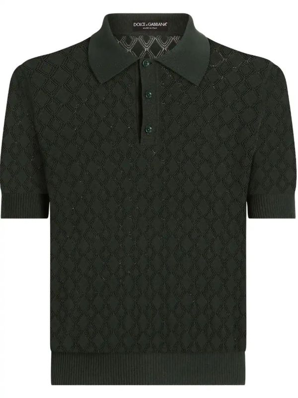 browns Dolce & Gabbana Cotton Openwork Polo Shirt | Browns Polo Shirts