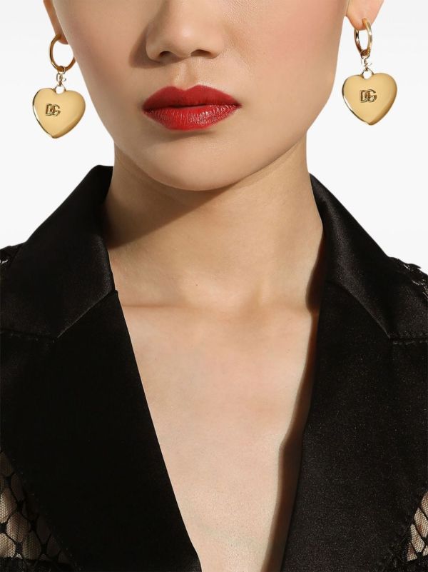 Browns Dolce & Gabbana DG Logo Heart Drop Earrings | Browns Earrings