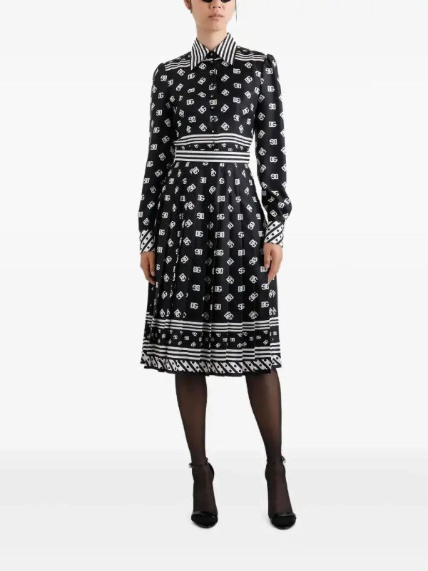 Browns Dolce & Gabbana DG Logo-print Silk Shirt Dress | Browns Day Dresses