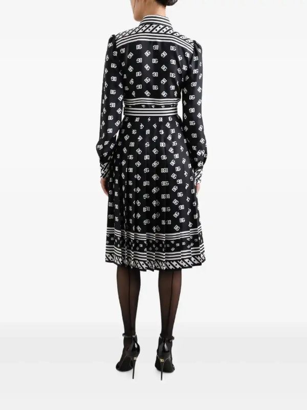 Browns Dolce & Gabbana DG Logo-print Silk Shirt Dress | Browns Day Dresses