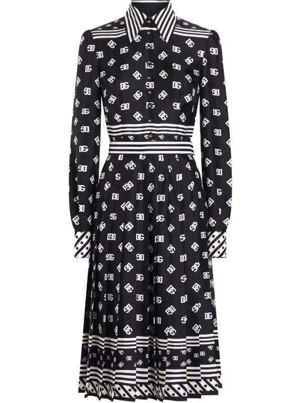browns Dolce & Gabbana DG logo-print silk shirt dress | Browns Day Dresses