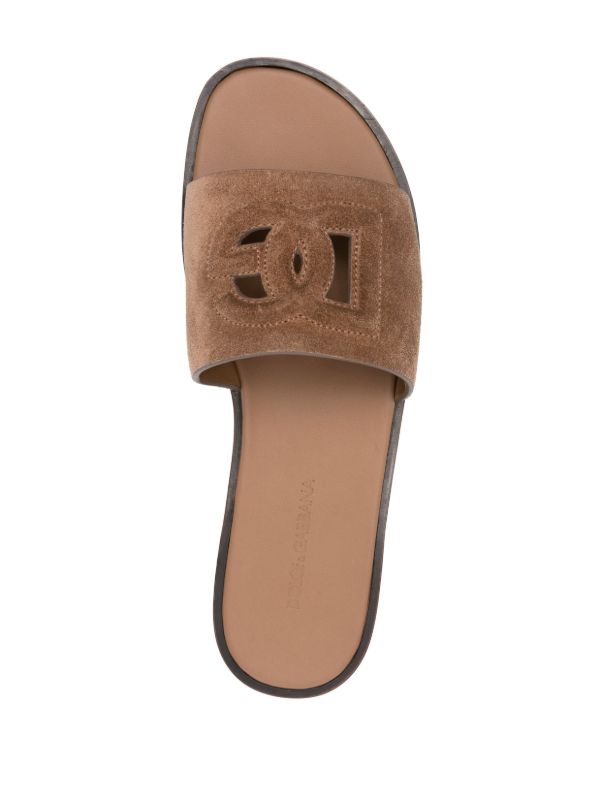 Browns Dolce & Gabbana DG Logo Suede Slides | Browns Flip Flops & Slides
