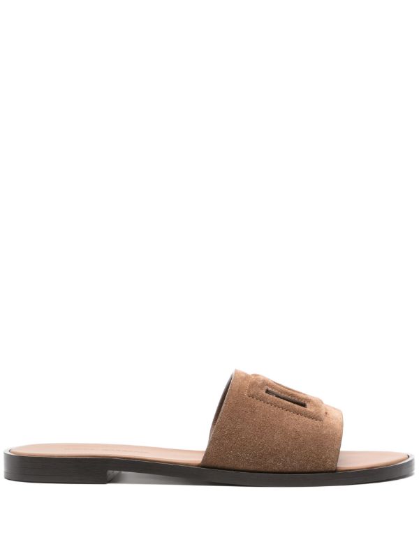 browns Dolce & Gabbana DG Logo Suede Slides | Browns Flip Flops & Slides