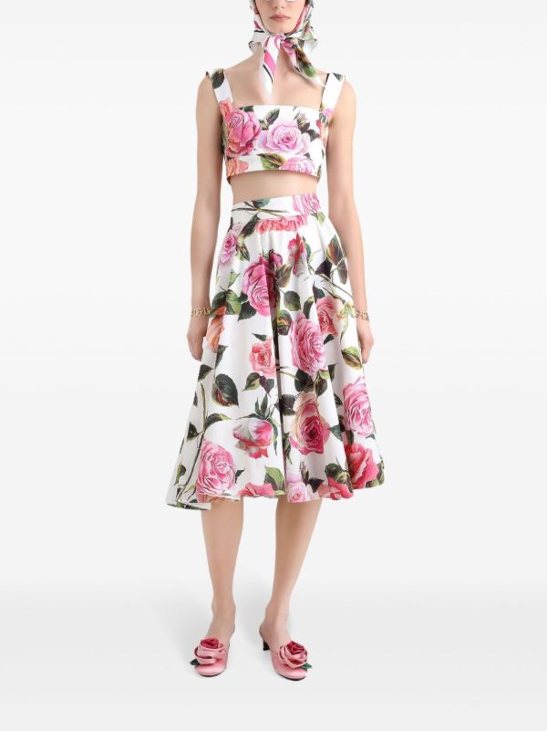 Browns Dolce & Gabbana Floral-Print Midi Skirt | Browns A-Line Skirts