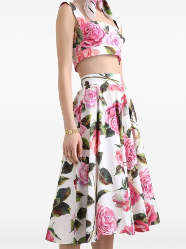 Browns Dolce & Gabbana Floral-Print Midi Skirt | Browns A-Line Skirts