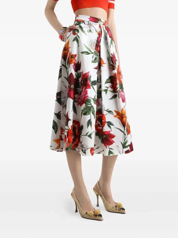 Browns Dolce & Gabbana Floral-print Midi Skirt | Browns A-Line Skirts