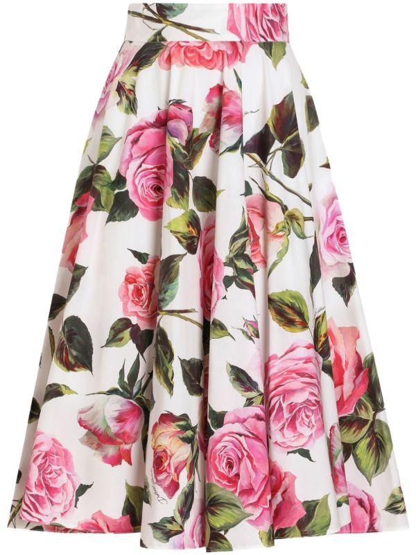browns Dolce & Gabbana Floral-Print Midi Skirt | Browns A-Line Skirts