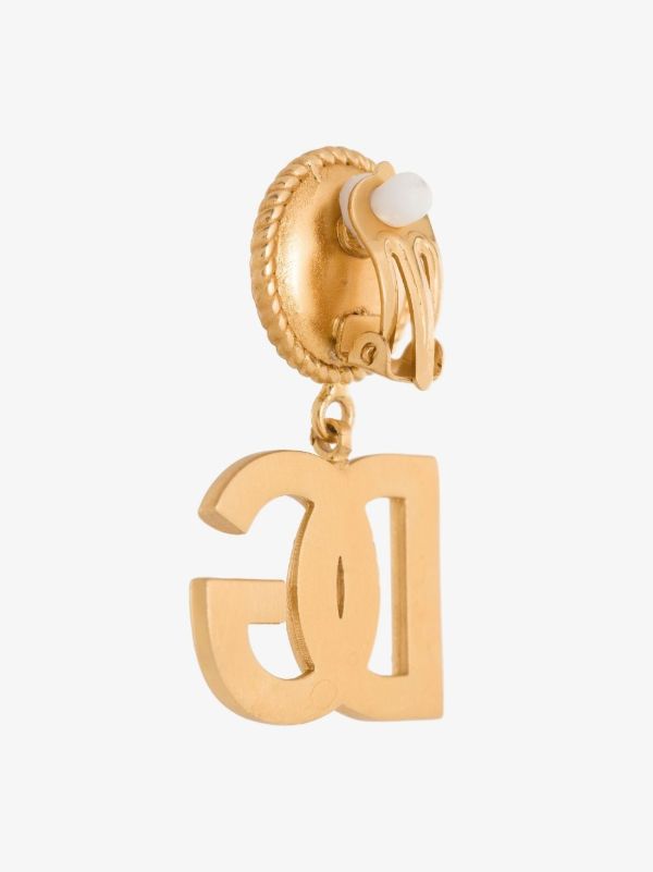 Browns Dolce & Gabbana Gold-Plated Logo Crystal Drop Earrings | Browns Earrings