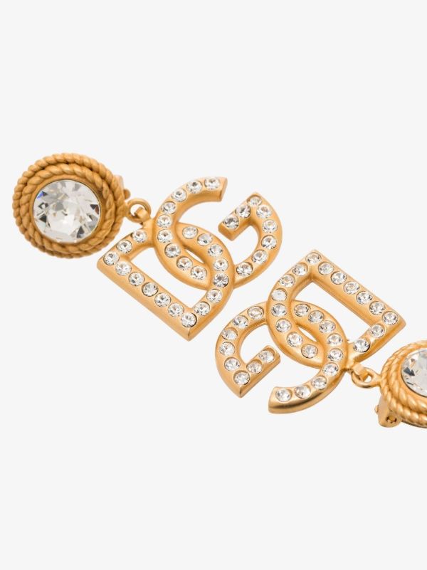 Browns Dolce & Gabbana Gold-Plated Logo Crystal Drop Earrings | Browns Earrings